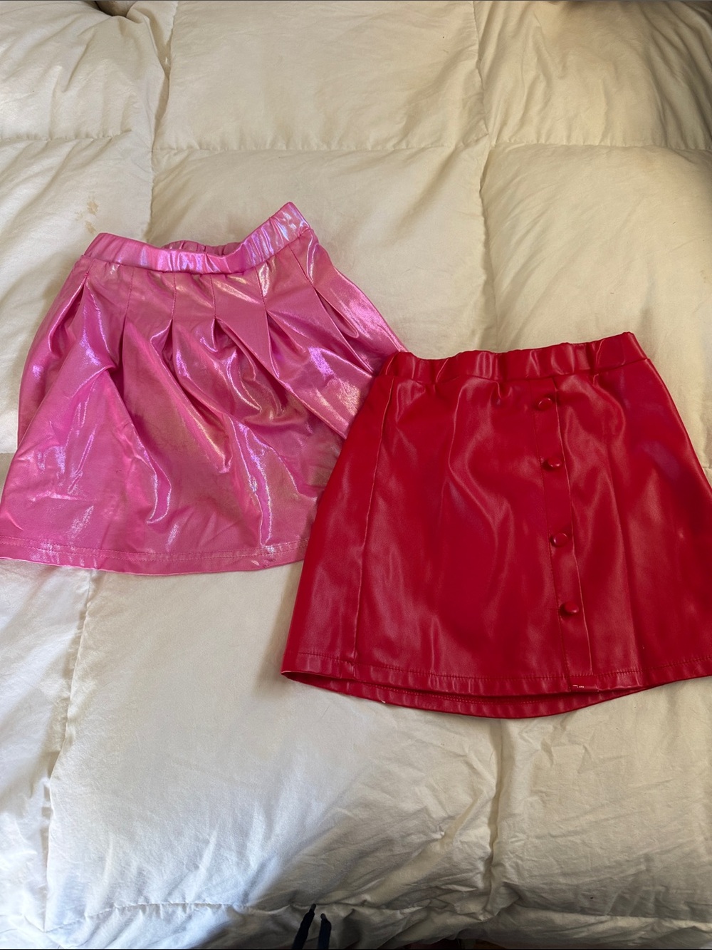 SHEIN Pink and Hot Pink Faux Leather Mini Skirts - 2 Pack